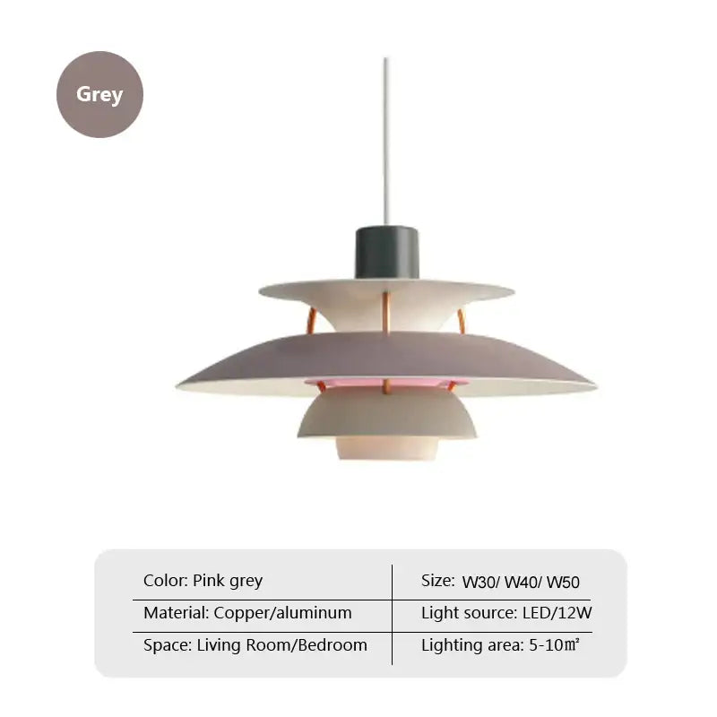 Pink grey layered pendant light with copper and aluminum construction decorbites colorful umbrella pendant for dining room decor