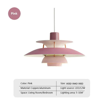 Pink layered pendant light with copper and aluminum construction decorbites colorful umbrella pendant for dining room decor