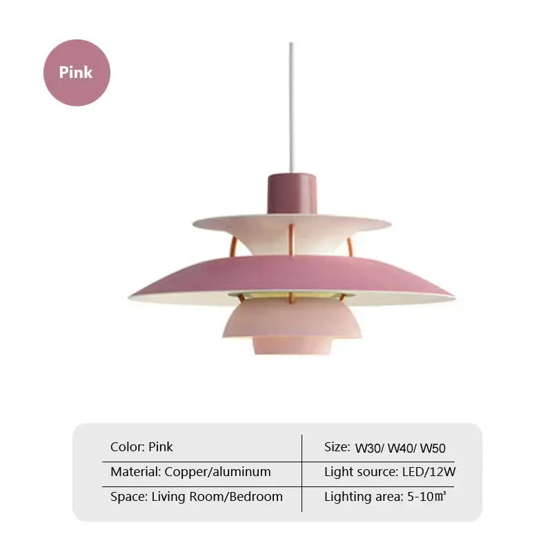 Pink layered pendant light with copper and aluminum construction decorbites colorful umbrella pendant for dining room decor