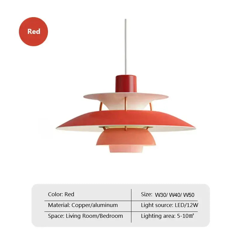 Red layered pendant light with copper and aluminum construction from decorbites colorful umbrella pendant for dining room decor