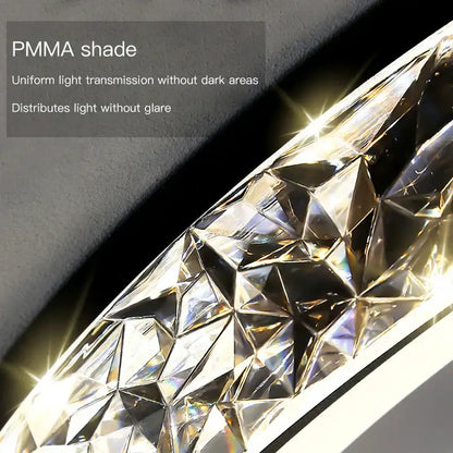 Modern concave round pmma crystal ceiling light with faceted geometric design for warm living room illumination decorbites concave round