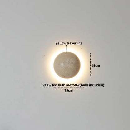 Circular yellow travertine wall sconce with g9 4w led bulb included modern concrete and wood led wall sconce decorbites led wall