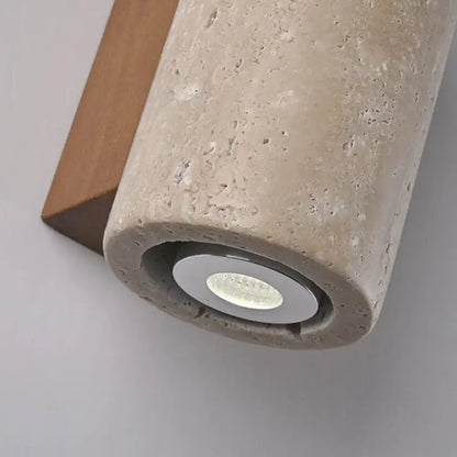 Modern concrete and wood led wall sconce with recessed cylindrical concrete light fixture for bedroom decorbites led wall