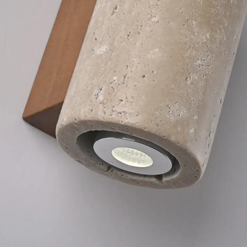 Modern concrete and wood led wall sconce with recessed cylindrical concrete light fixture for bedroom decorbites led wall