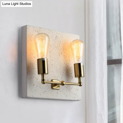 DecorBites™ DecorBites™ Modern Concrete Wall Light Sconce with 2 Grey/White Lights and Cement Backplate