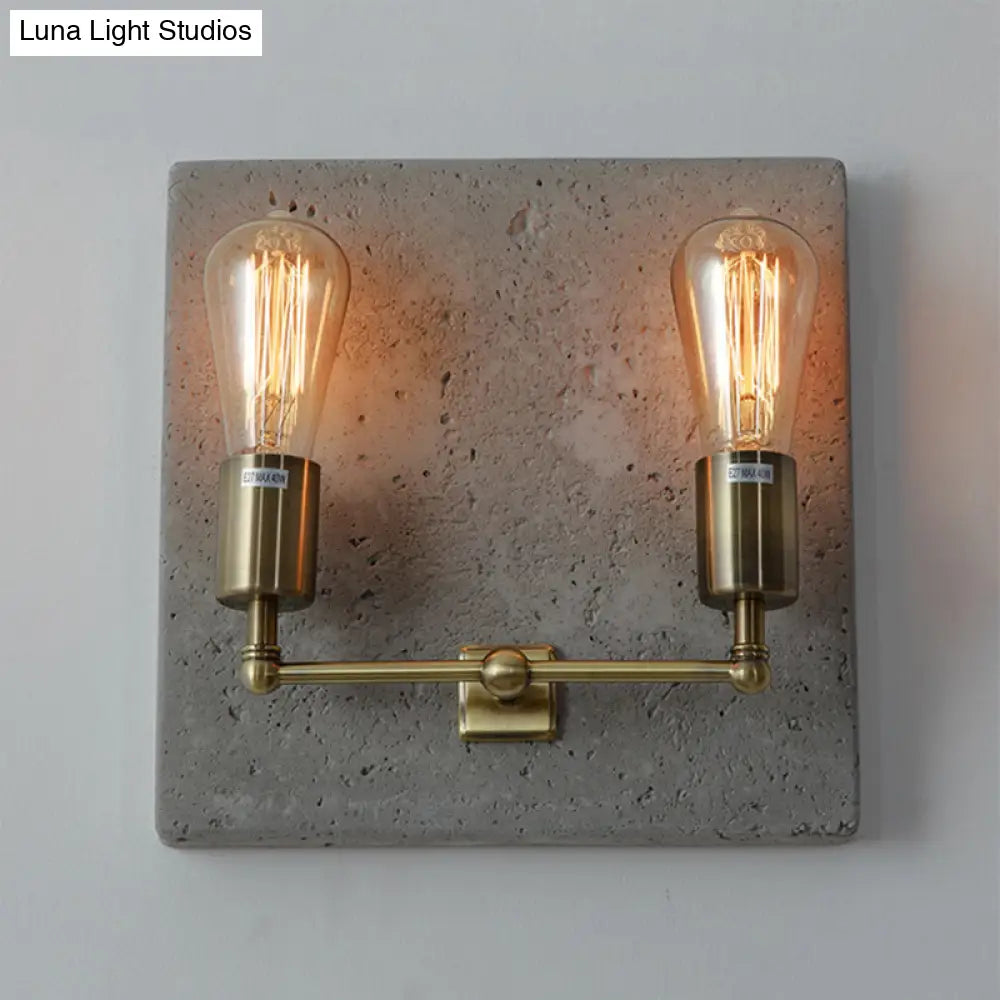 DecorBites™ DecorBites™ Modern Concrete Wall Light Sconce with 2 Grey/White Lights and Cement Backplate