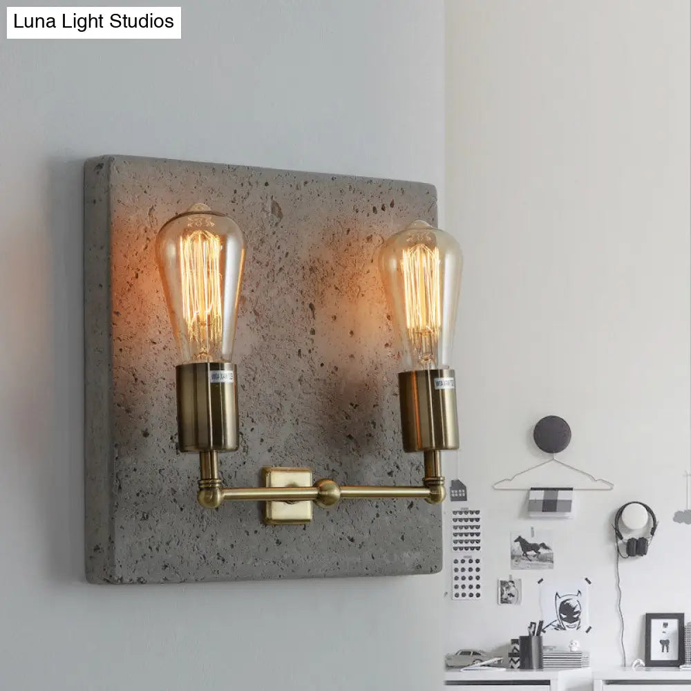 DecorBites™ DecorBites™ Modern Concrete Wall Light Sconce with 2 Grey/White Lights and Cement Backplate