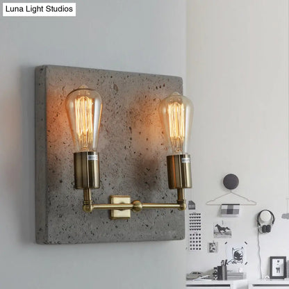 DecorBites™ DecorBites™ Modern Concrete Wall Light Sconce with 2 Grey/White Lights and Cement Backplate
