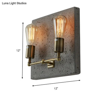 DecorBites™ DecorBites™ Modern Concrete Wall Light Sconce with 2 Grey/White Lights and Cement Backplate