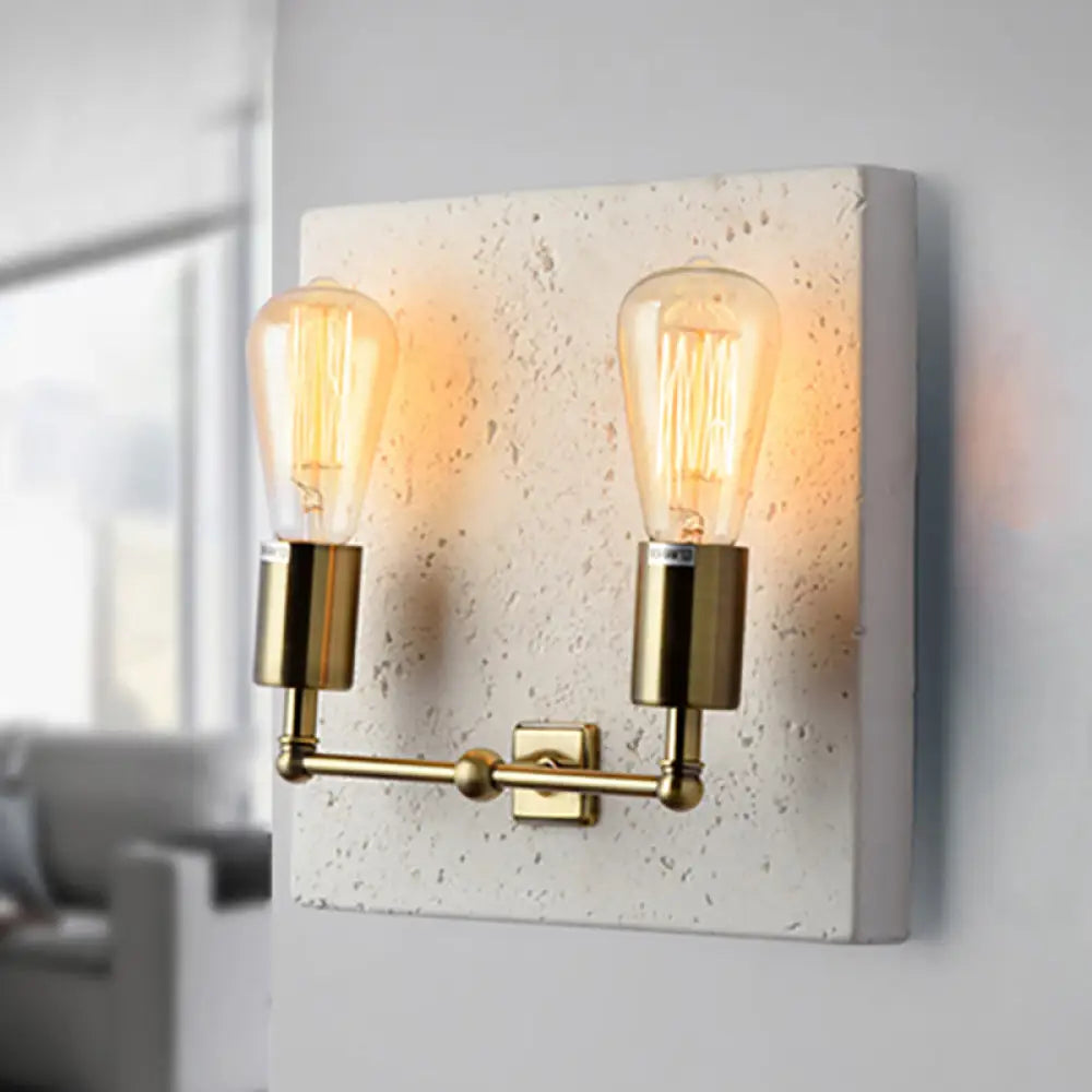 DecorBites™ DecorBites™ Modern Concrete Wall Light Sconce with 2 Grey/White Lights and Cement Backplate