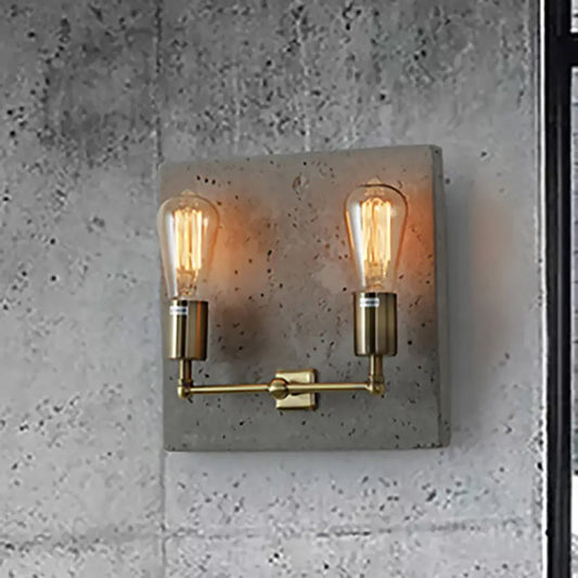 DecorBites™ DecorBites™ Modern Concrete Wall Light Sconce with 2 Grey/White Lights and Cement Backplate
