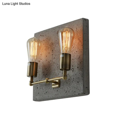 DecorBites™ DecorBites™ Modern Concrete Wall Light Sconce with 2 Grey/White Lights and Cement Backplate
