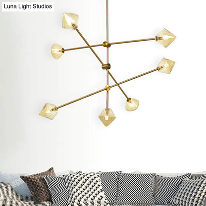 Lámpara de techo cónica moderna - Cristal ámbar acanalado - 7 luces - Kit de iluminación para comedor