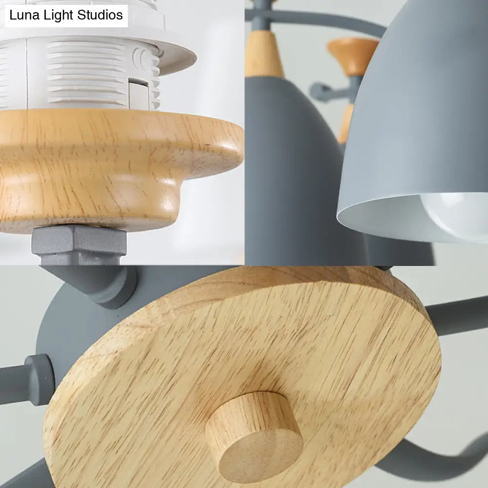 Lámpara colgante moderna de techo cónico - Lámpara de techo metálica para dormitorio (3/6/8 luces) - Gris/Blanco/Verde