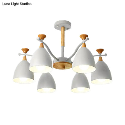 Lámpara colgante moderna de techo cónico - Lámpara de techo metálica para dormitorio (3/6/8 luces) - Gris/Blanco/Verde