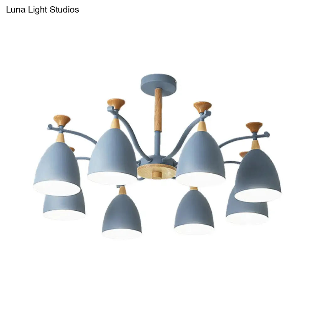 Lámpara colgante moderna de techo cónico - Lámpara de techo metálica para dormitorio (3/6/8 luces) - Gris/Blanco/Verde