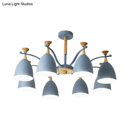 Lámpara colgante moderna de techo cónico - Lámpara de techo metálica para dormitorio (3/6/8 luces) - Gris/Blanco/Verde