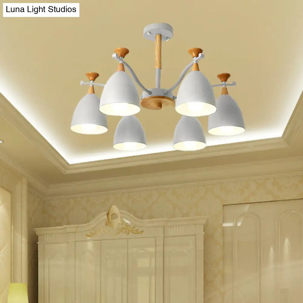 Lámpara colgante moderna de techo cónico - Lámpara de techo metálica para dormitorio (3/6/8 luces) - Gris/Blanco/Verde