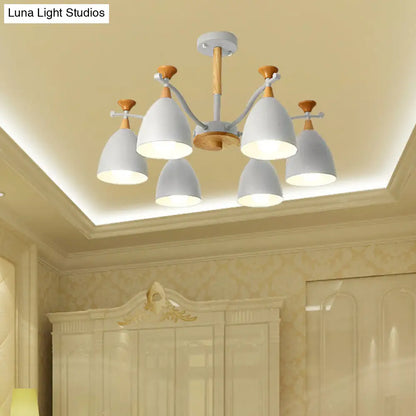 Lámpara colgante moderna de techo cónico - Lámpara de techo metálica para dormitorio (3/6/8 luces) - Gris/Blanco/Verde