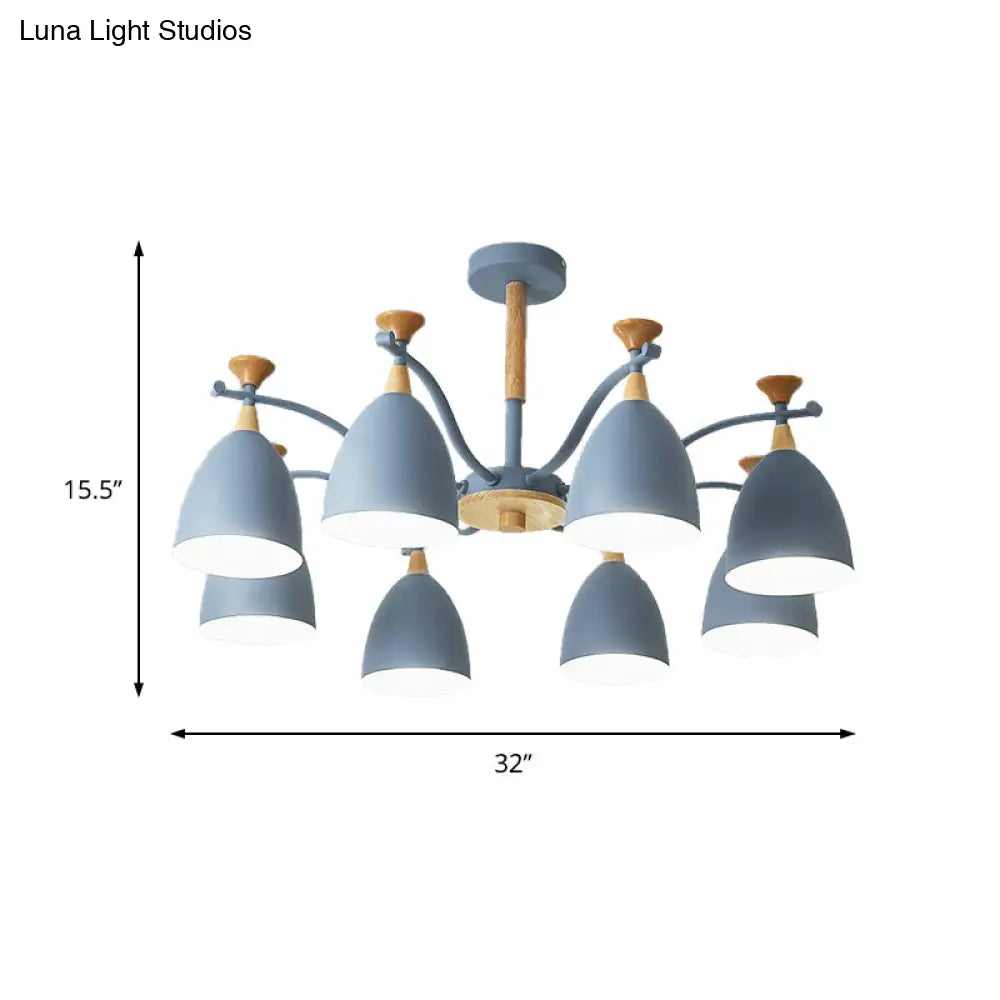 Lámpara colgante moderna de techo cónico - Lámpara de techo metálica para dormitorio (3/6/8 luces) - Gris/Blanco/Verde