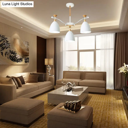 Lámpara colgante moderna de techo cónico - Lámpara de techo metálica para dormitorio (3/6/8 luces) - Gris/Blanco/Verde