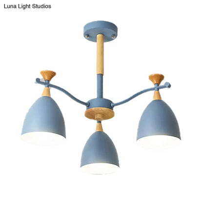 Lámpara colgante moderna de techo cónico - Lámpara de techo metálica para dormitorio (3/6/8 luces) - Gris/Blanco/Verde