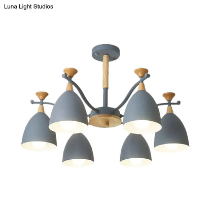 Lámpara colgante moderna de techo cónico - Lámpara de techo metálica para dormitorio (3/6/8 luces) - Gris/Blanco/Verde