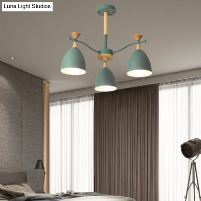 Lámpara colgante moderna de techo cónico - Lámpara de techo metálica para dormitorio (3/6/8 luces) - Gris/Blanco/Verde