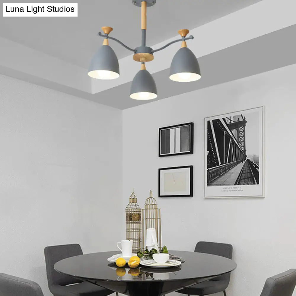 Lámpara colgante moderna de techo cónico - Lámpara de techo metálica para dormitorio (3/6/8 luces) - Gris/Blanco/Verde