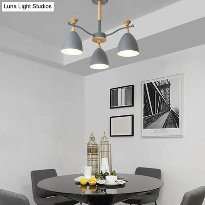Lámpara colgante moderna de techo cónico - Lámpara de techo metálica para dormitorio (3/6/8 luces) - Gris/Blanco/Verde