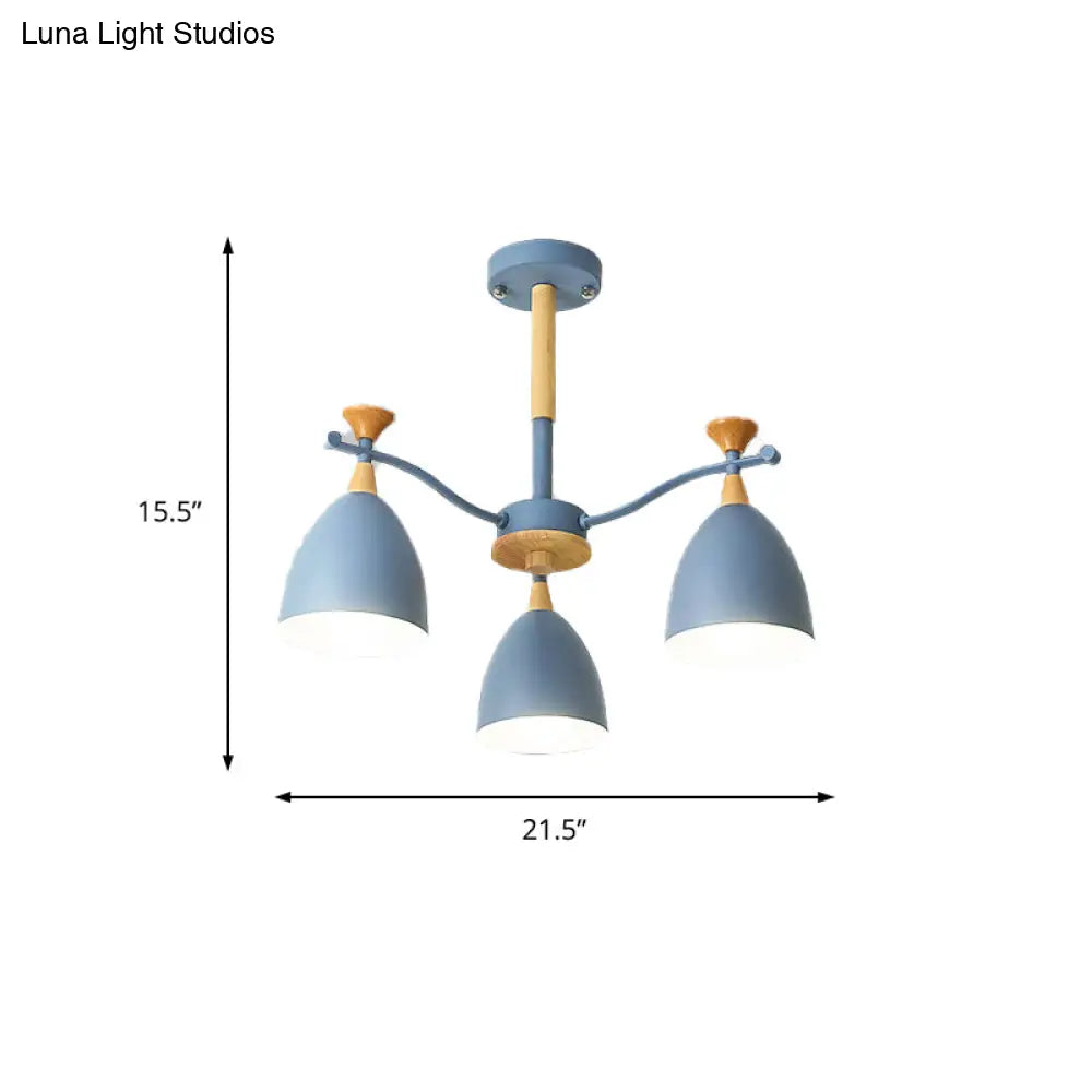 Lámpara colgante moderna de techo cónico - Lámpara de techo metálica para dormitorio (3/6/8 luces) - Gris/Blanco/Verde