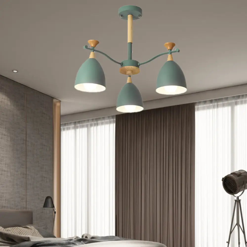 Lámpara colgante moderna de techo cónico - Lámpara de techo metálica para dormitorio (3/6/8 luces) - Gris/Blanco/Verde