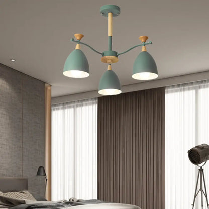 Lámpara colgante moderna de techo cónico - Lámpara de techo metálica para dormitorio (3/6/8 luces) - Gris/Blanco/Verde