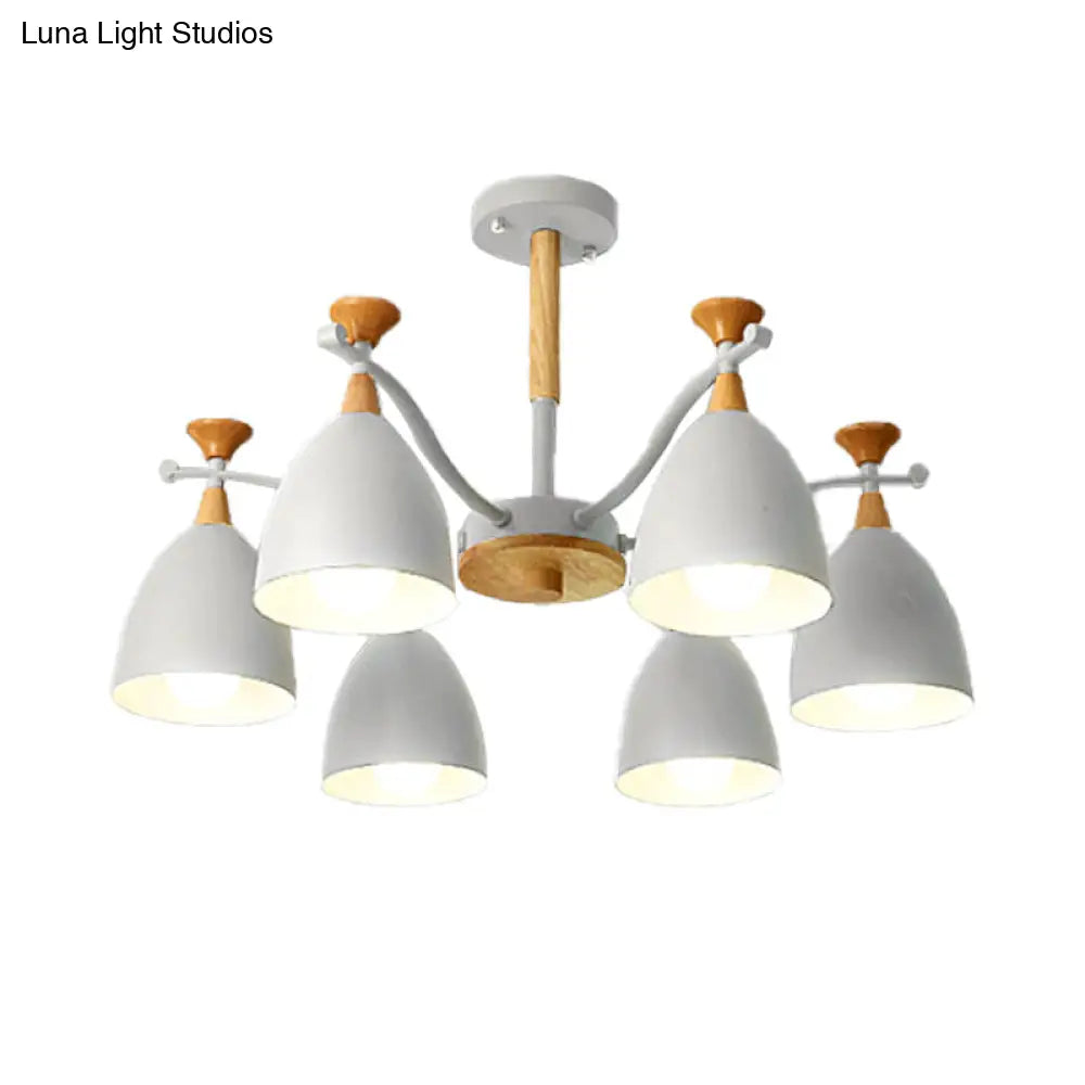 Lámpara colgante moderna de techo cónico - Lámpara de techo metálica para dormitorio (3/6/8 luces) - Gris/Blanco/Verde