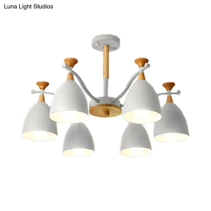 Lámpara colgante moderna de techo cónico - Lámpara de techo metálica para dormitorio (3/6/8 luces) - Gris/Blanco/Verde