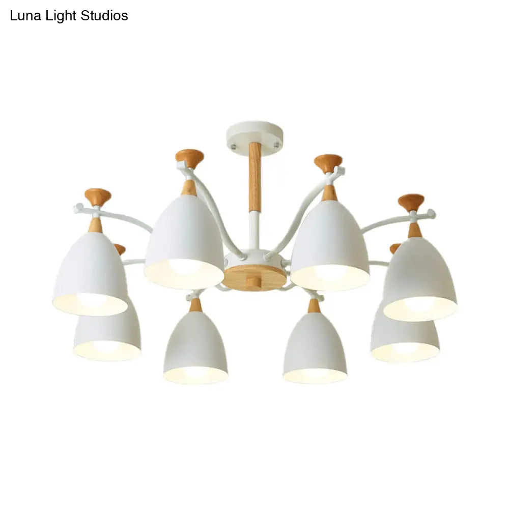 Lámpara colgante moderna de techo cónico - Lámpara de techo metálica para dormitorio (3/6/8 luces) - Gris/Blanco/Verde