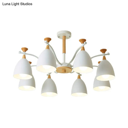 Lámpara colgante moderna de techo cónico - Lámpara de techo metálica para dormitorio (3/6/8 luces) - Gris/Blanco/Verde