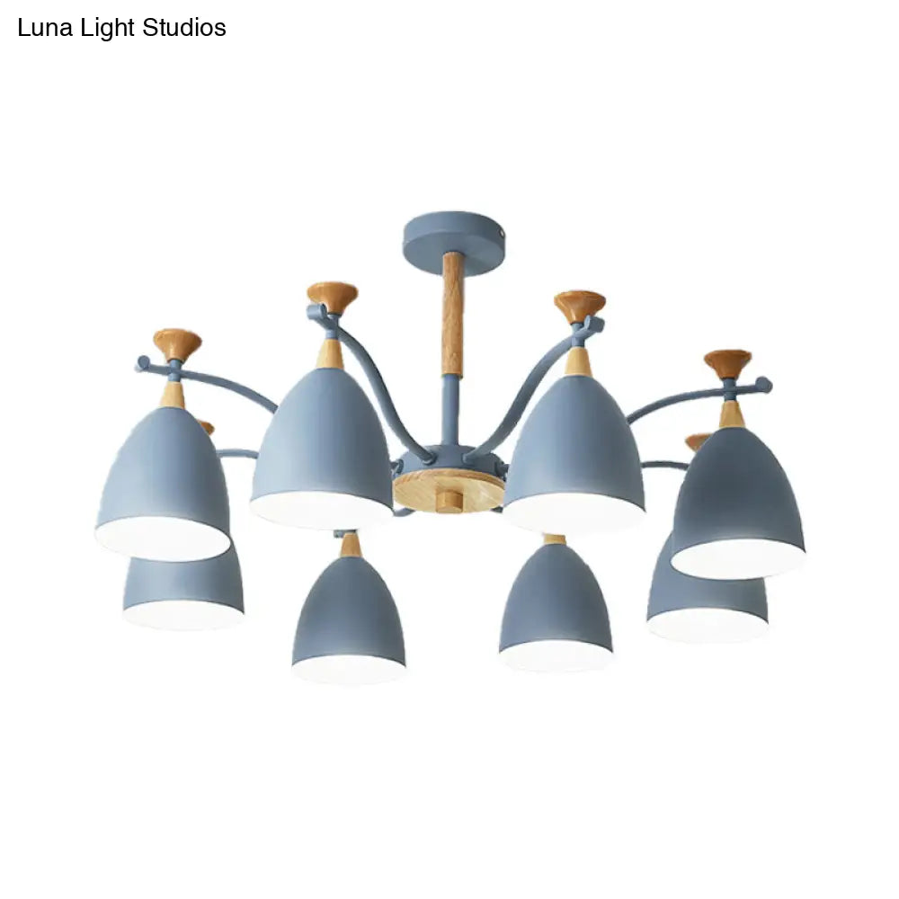 Lámpara colgante moderna de techo cónico - Lámpara de techo metálica para dormitorio (3/6/8 luces) - Gris/Blanco/Verde