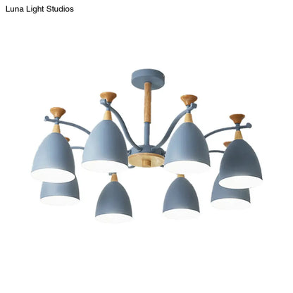 Lámpara colgante moderna de techo cónico - Lámpara de techo metálica para dormitorio (3/6/8 luces) - Gris/Blanco/Verde