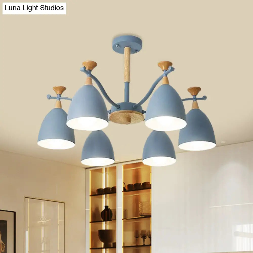 Lámpara colgante moderna de techo cónico - Lámpara de techo metálica para dormitorio (3/6/8 luces) - Gris/Blanco/Verde