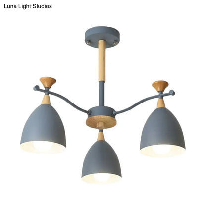 Lámpara colgante moderna de techo cónico - Lámpara de techo metálica para dormitorio (3/6/8 luces) - Gris/Blanco/Verde