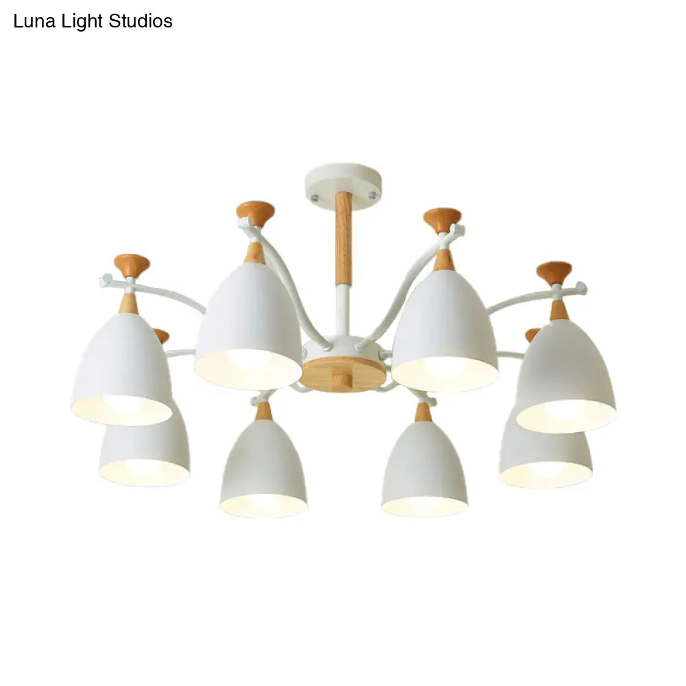 Lámpara colgante moderna de techo cónico - Lámpara de techo metálica para dormitorio (3/6/8 luces) - Gris/Blanco/Verde