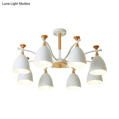 Lámpara colgante moderna de techo cónico - Lámpara de techo metálica para dormitorio (3/6/8 luces) - Gris/Blanco/Verde