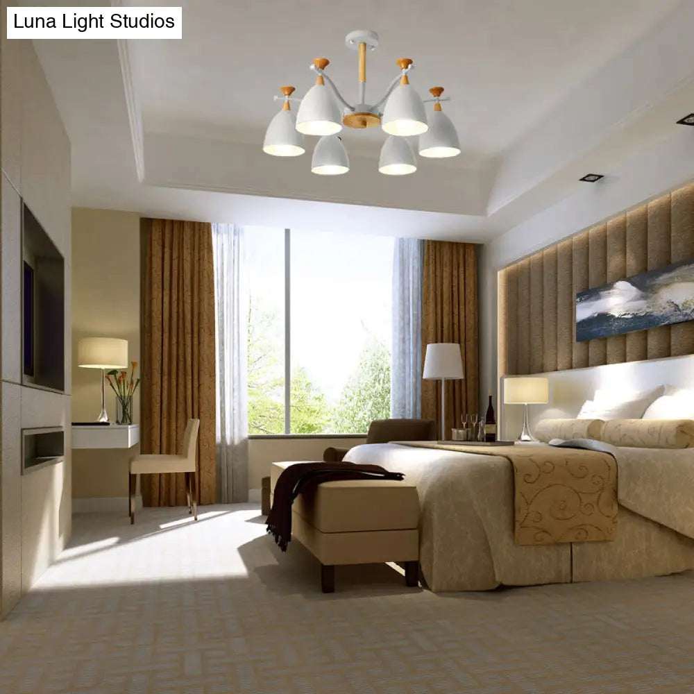 Lámpara colgante moderna de techo cónico - Lámpara de techo metálica para dormitorio (3/6/8 luces) - Gris/Blanco/Verde