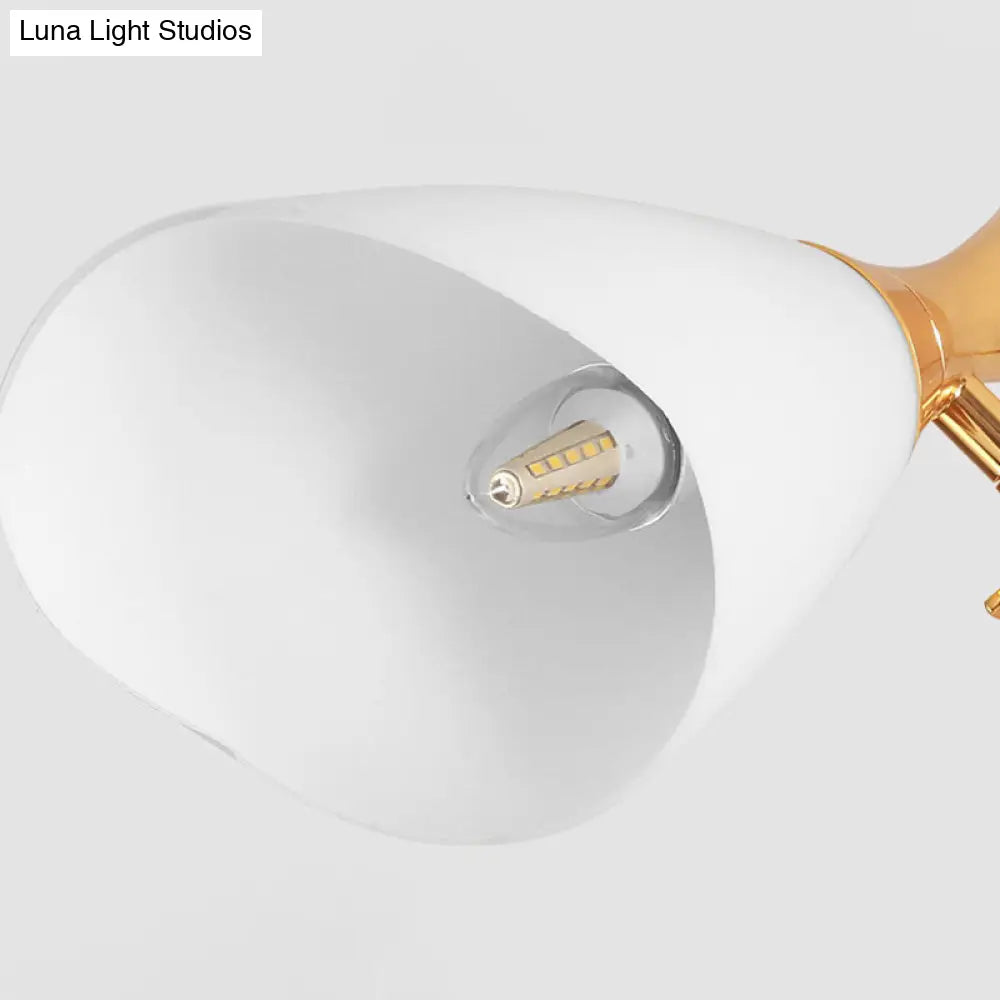 Modern Cone Frosted Glass Hanging Lamp: 6/8 Lights Gold Chandelier Fixture in Warm/White Light