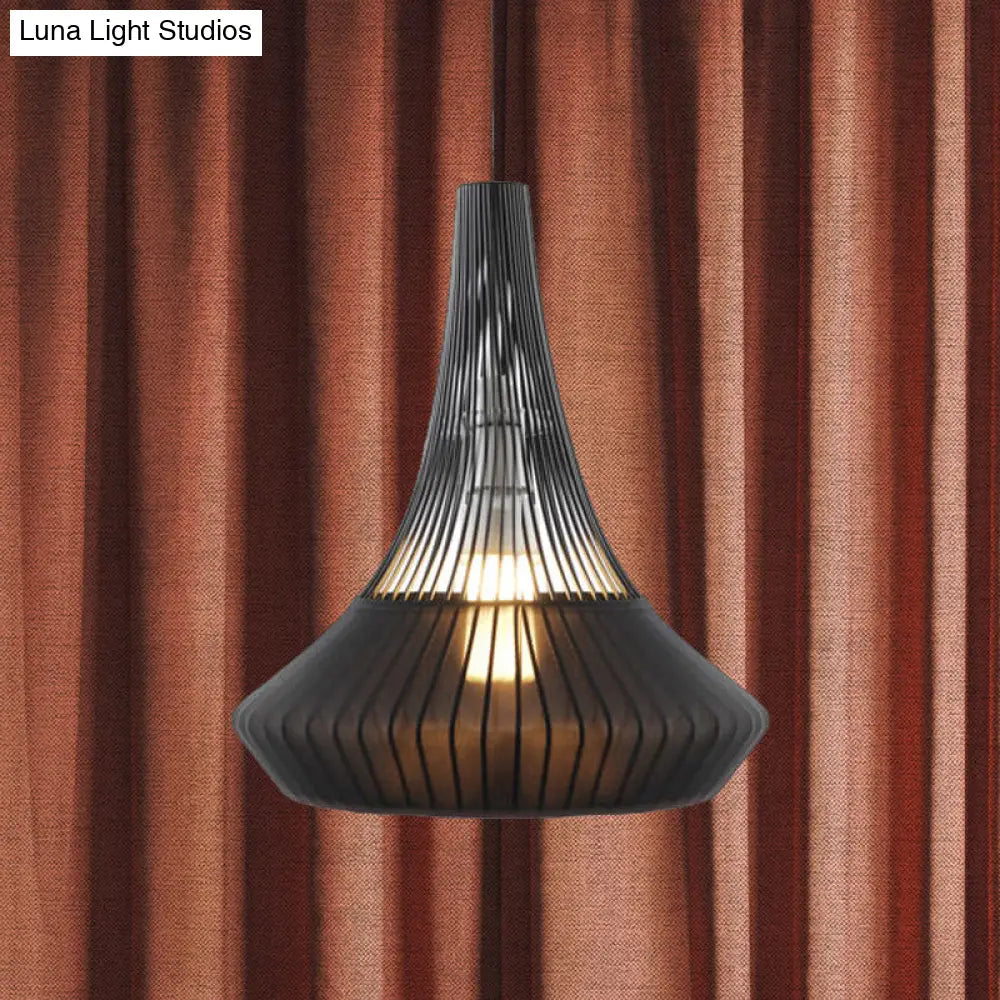 Modern Cone Shade Pendant Light - Black/Pink/Blue Fabric Hangs Beautifully in Living Room