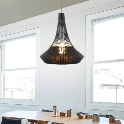 Modern Cone Shade Pendant Light - Black/Pink/Blue Fabric Hangs Beautifully in Living Room