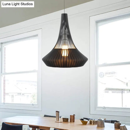 Modern Cone Shade Pendant Light - Black/Pink/Blue Fabric Hangs Beautifully in Living Room