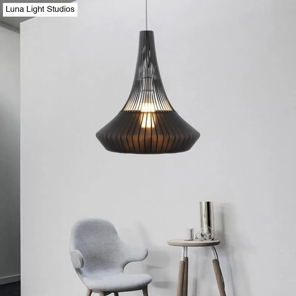 Modern Cone Shade Pendant Light - Black/Pink/Blue Fabric Hangs Beautifully in Living Room