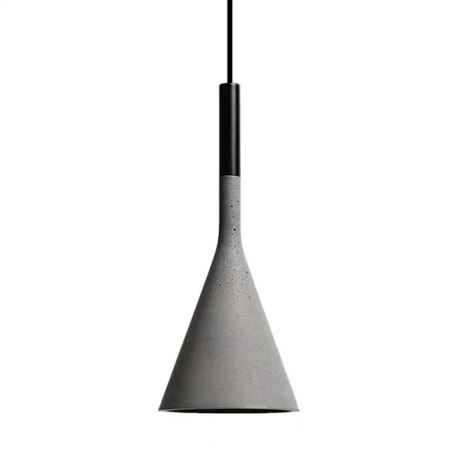 Modern conical concrete pendant lights with a sleek black stem and textured gray shade ideal for kitchen and dining room decorbites concrete pendant